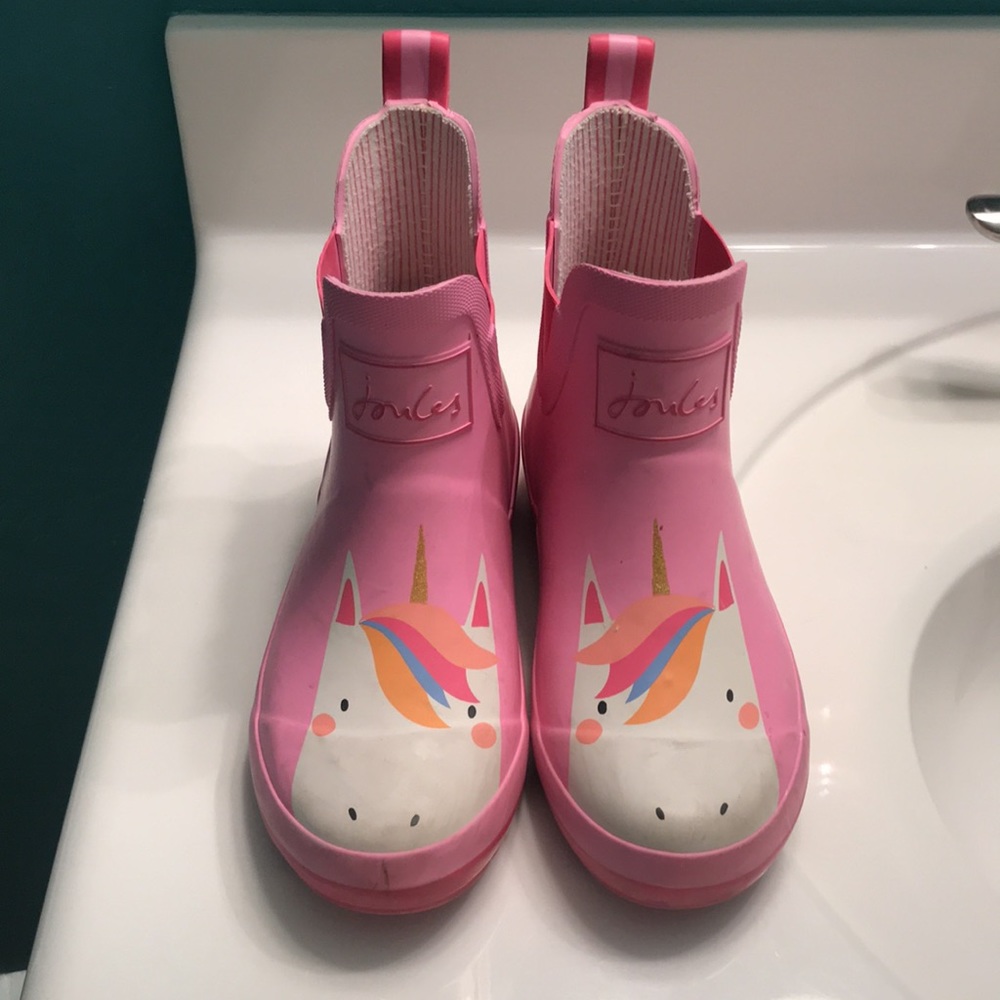 Joules 'Unicorn' Short Rain Boots in PINK (2) - Picture 5 of 15